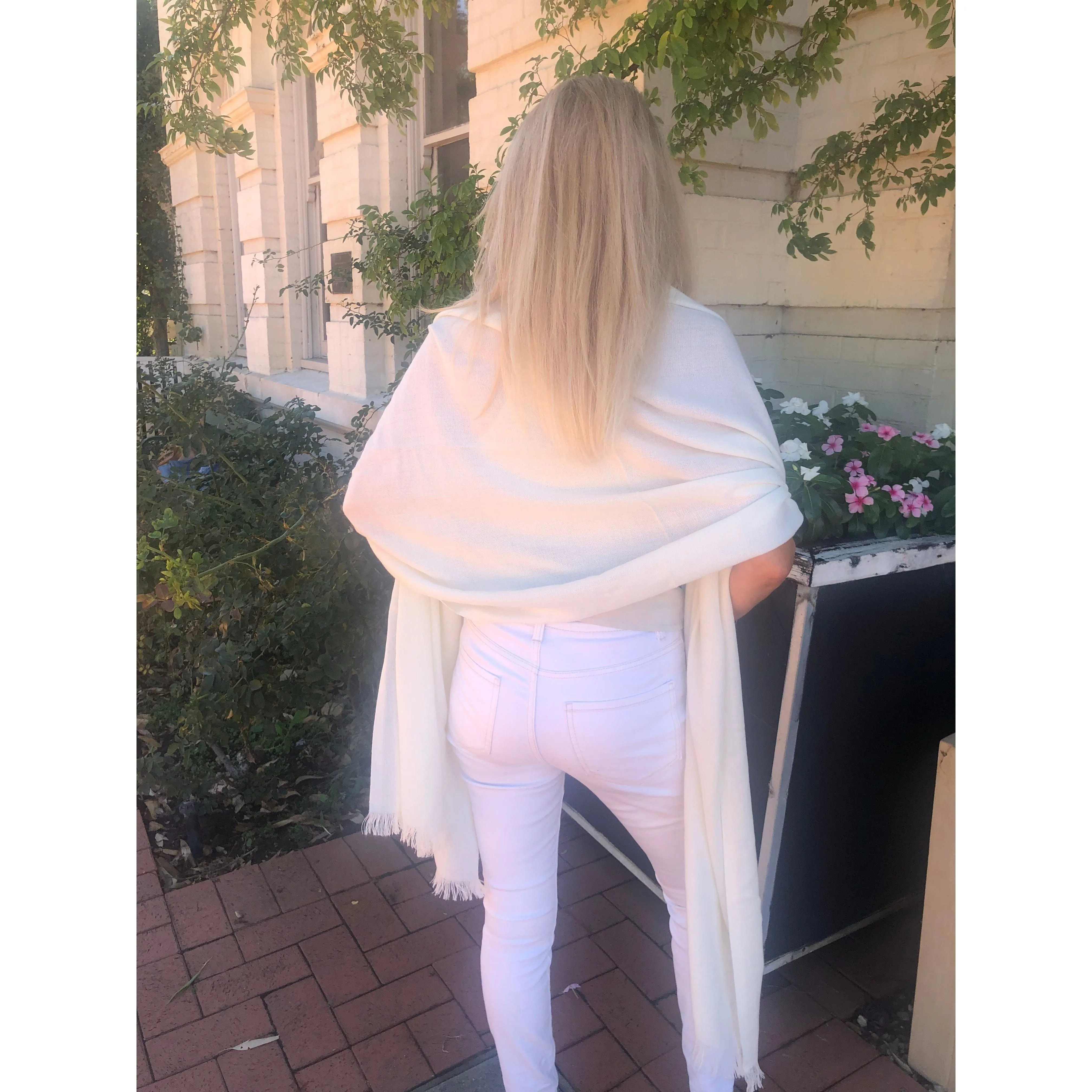 ⭐️ Luxury Pure Cashmere Pashmina - Pearl White