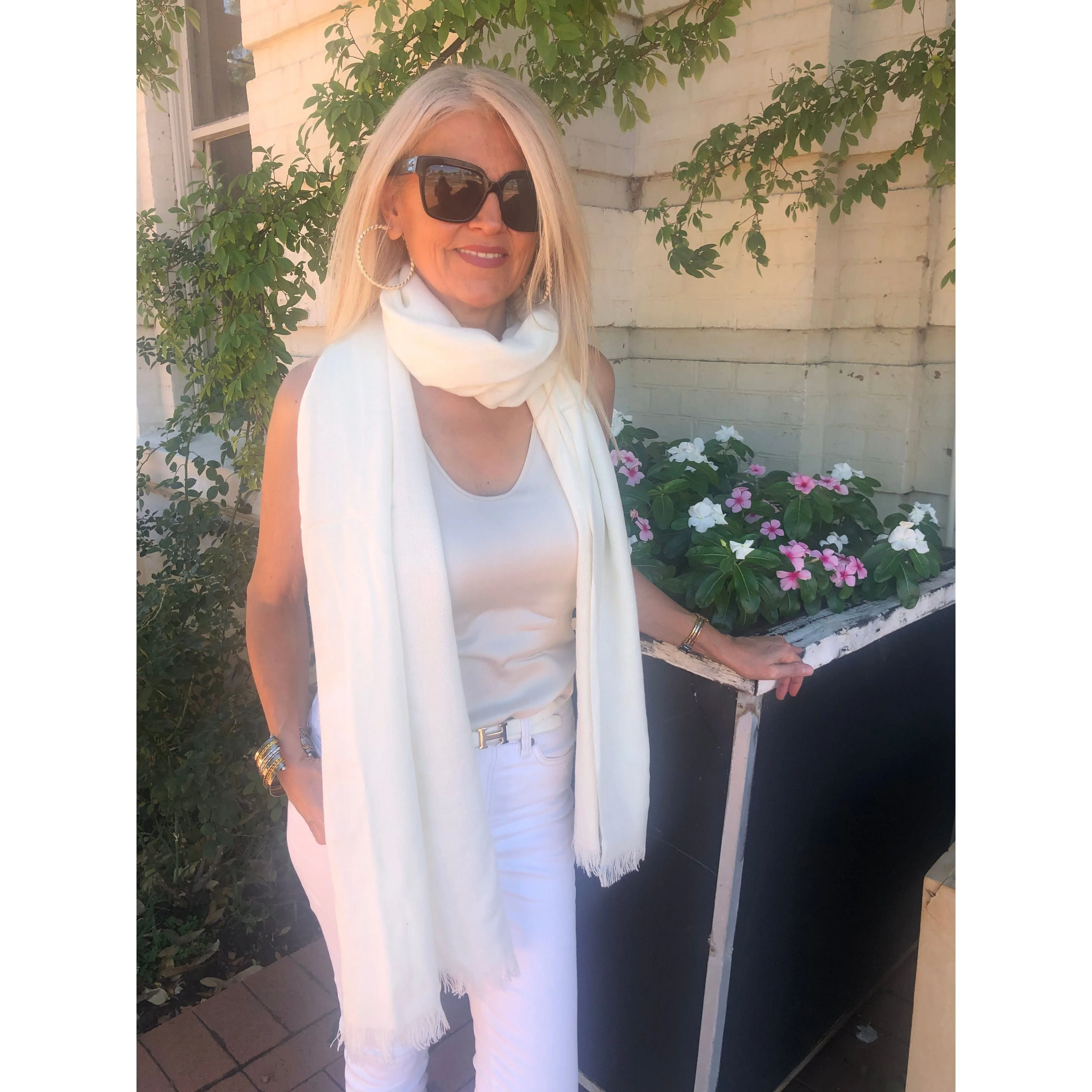 ⭐️ Luxury Pure Cashmere Pashmina - Pearl White