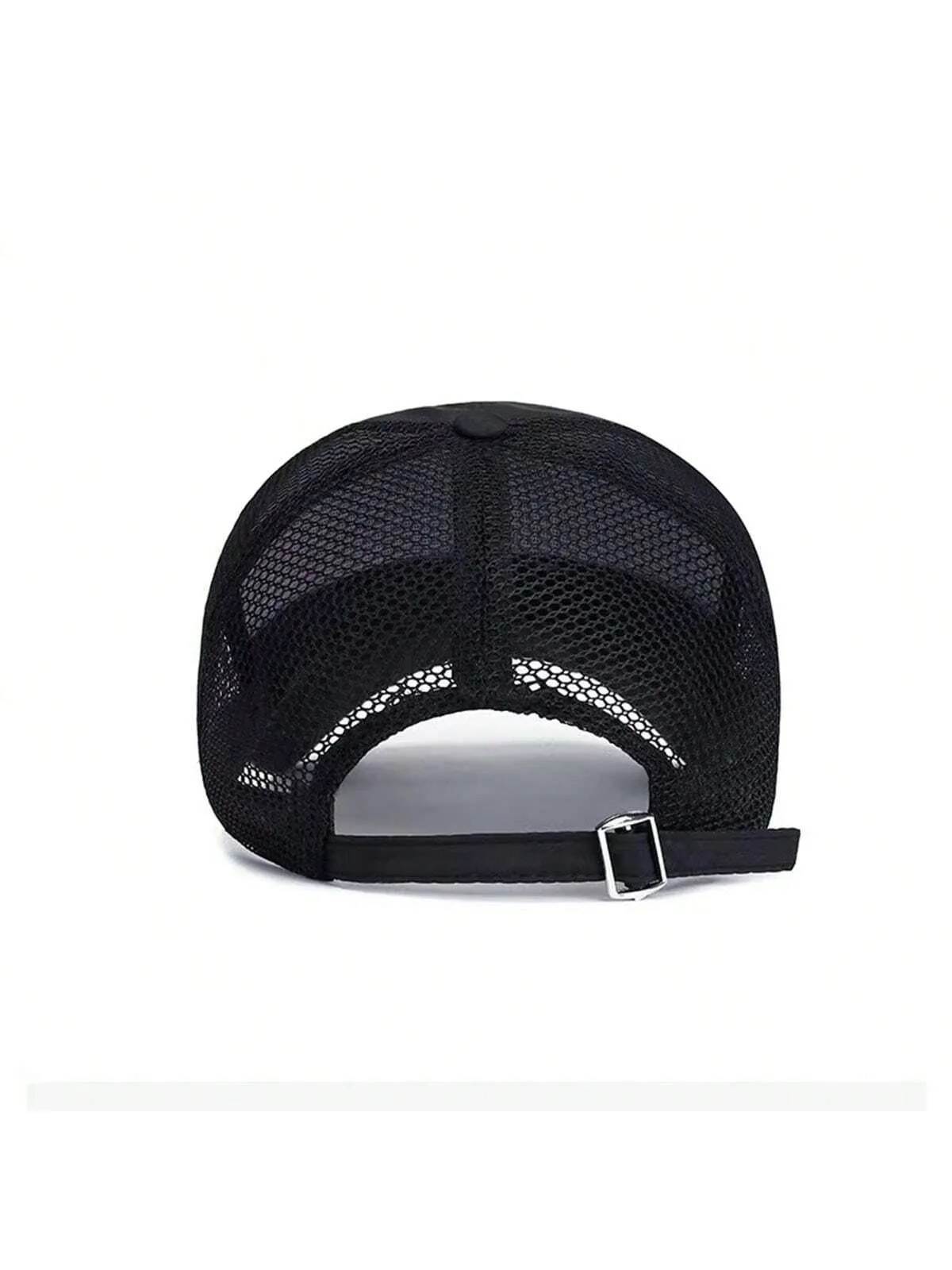 1pc Summer Breathable Mesh Extended Brim Sun Protection Baseball Cap For Men, Silk Fabric Printed Cap With Half-Mesh Design