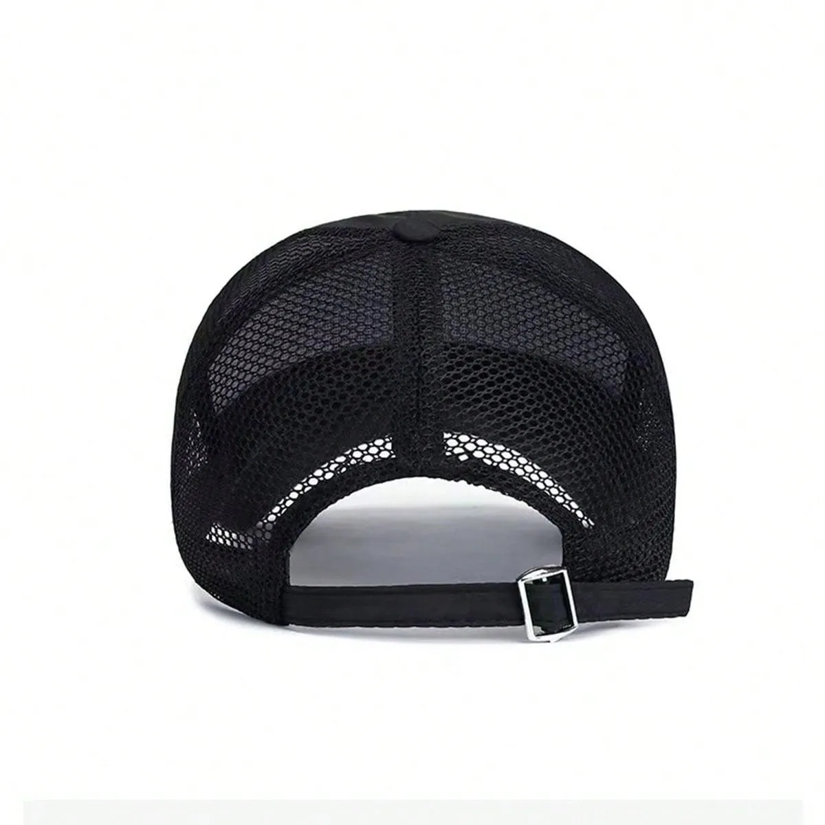 1pc Summer Breathable Mesh Extended Brim Sun Protection Baseball Cap For Men, Silk Fabric Printed Cap With Half-Mesh Design