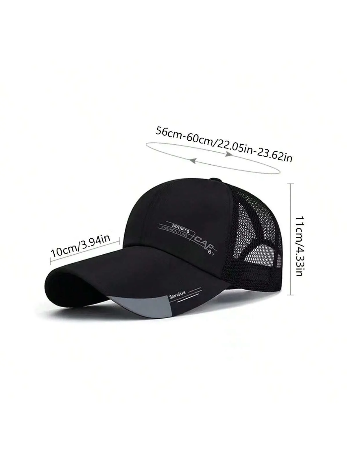 1pc Summer Breathable Mesh Extended Brim Sun Protection Baseball Cap For Men, Silk Fabric Printed Cap With Half-Mesh Design