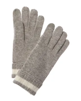 Amicale Cashmere Fuzzy Stripe Rib Cuff Cashmere Gloves
