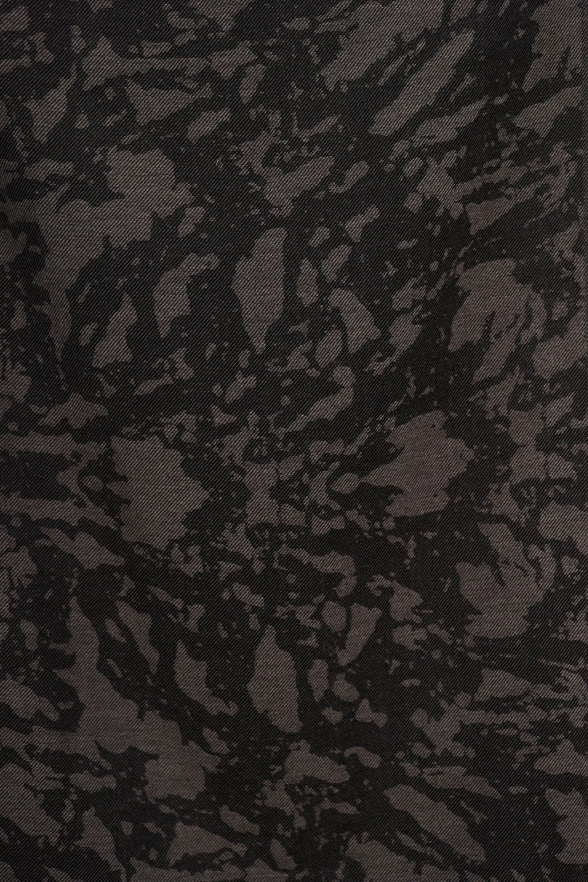 Black & Grey Wool Camo Fringe Scarf