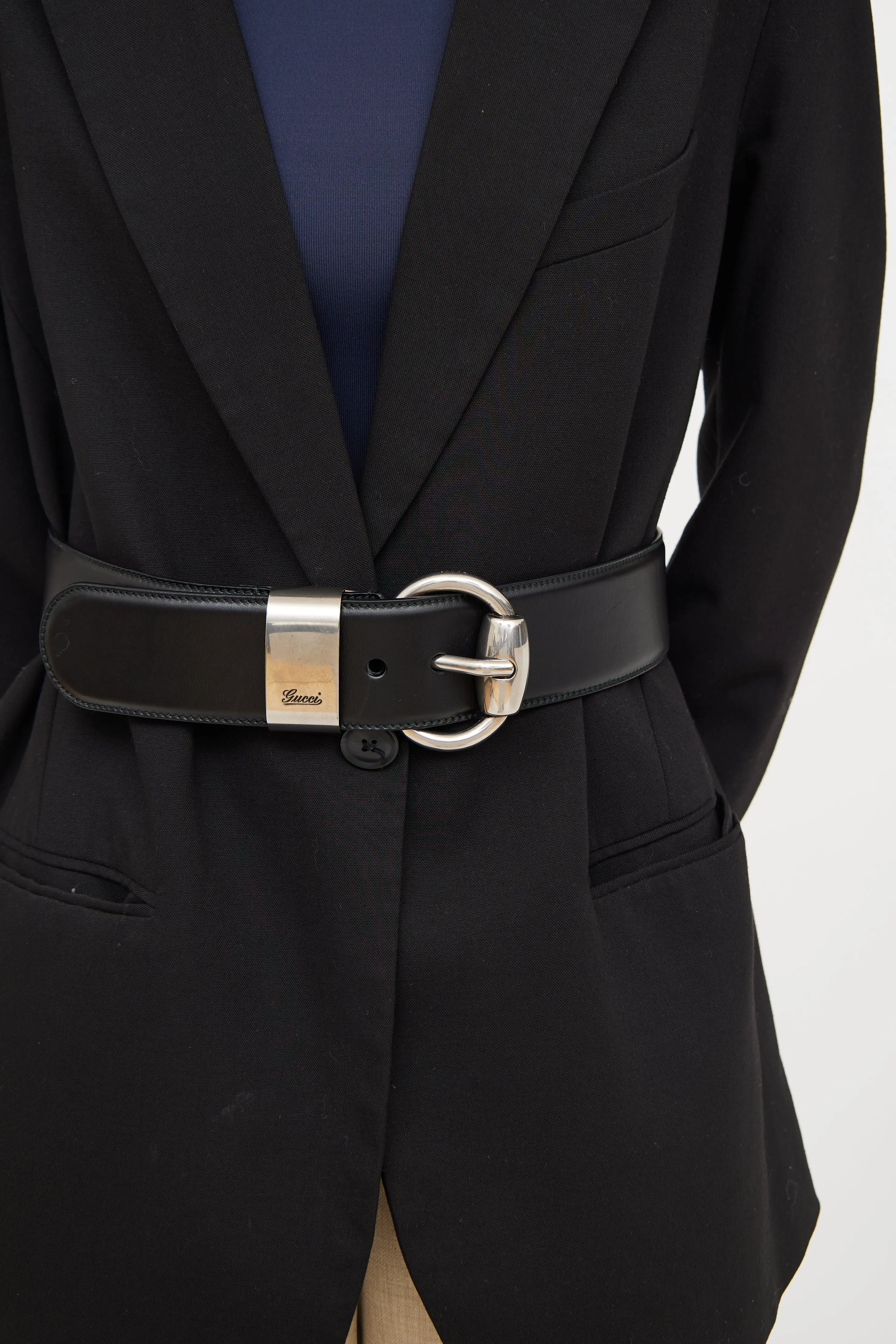 Black Wide Horsebit Belt