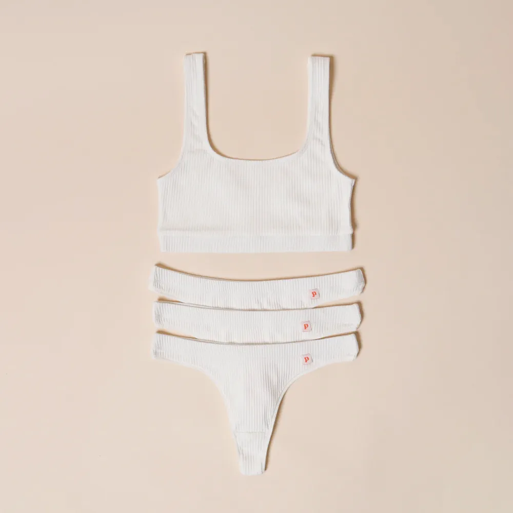 Comfy Bra & Slip Set in White & Black