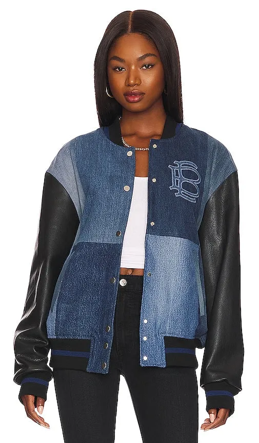 EB Denim Varsity Jacket in Blue