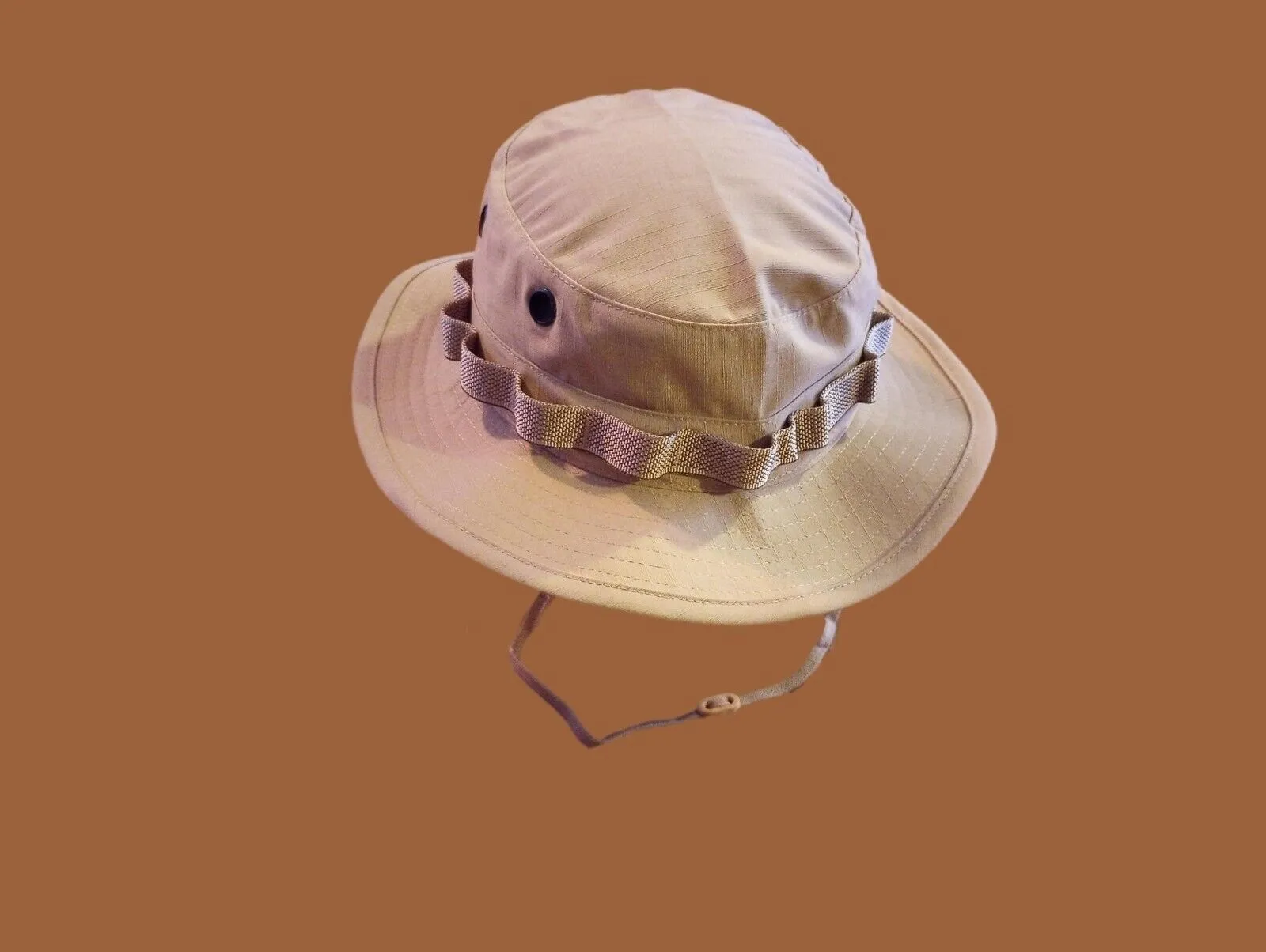 Khaki Safari Boonie Hat Type II U.S Military Style Ripstop USA Made Tan Brown