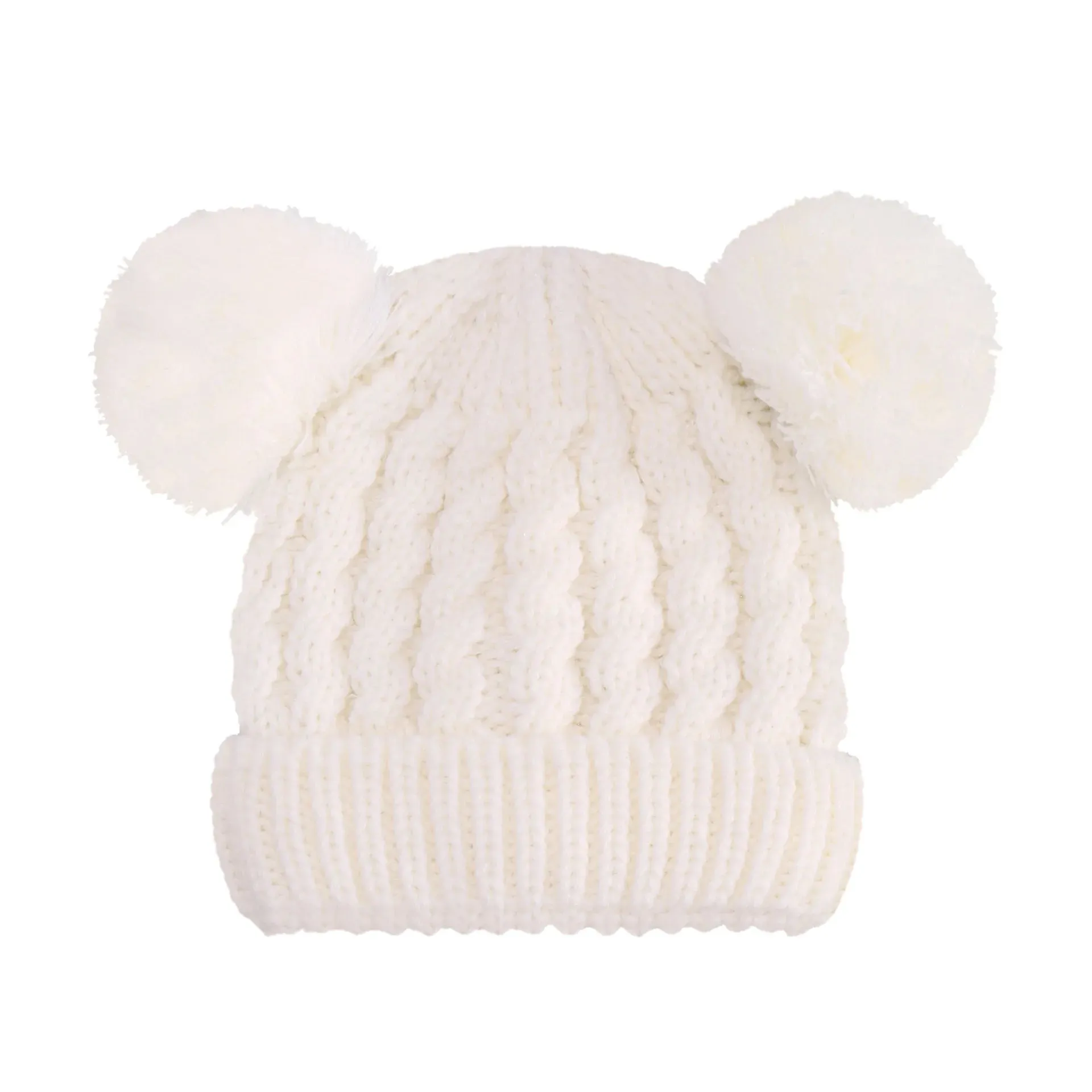 Knitted Beanie Bonnet With Pompoms