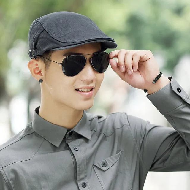 Male Summer Solid Newsboy Caps Men Casual