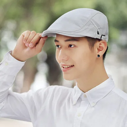 Male Summer Solid Newsboy Caps Men Casual