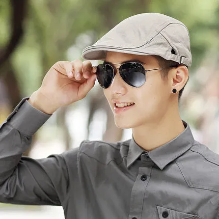 Male Summer Solid Newsboy Caps Men Casual