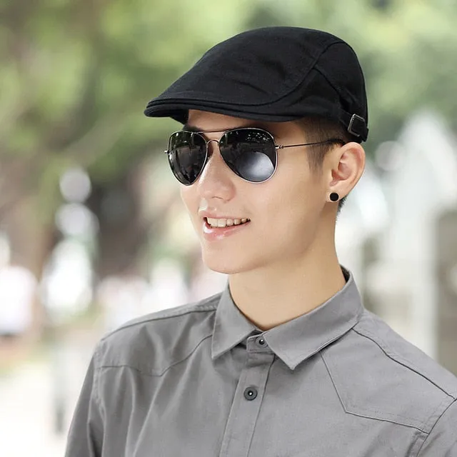 Male Summer Solid Newsboy Caps Men Casual