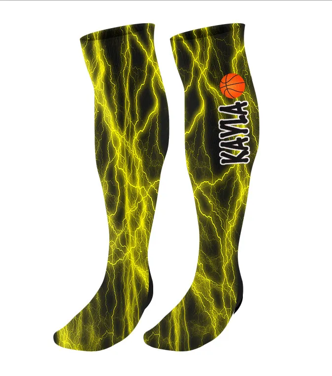 Personalized Basketball Knee High Socks, Lightning