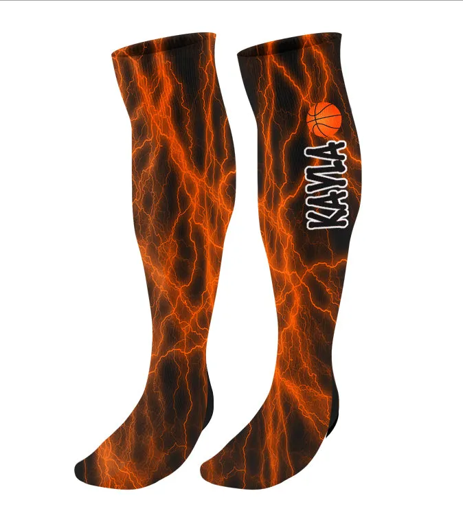 Personalized Basketball Knee High Socks, Lightning