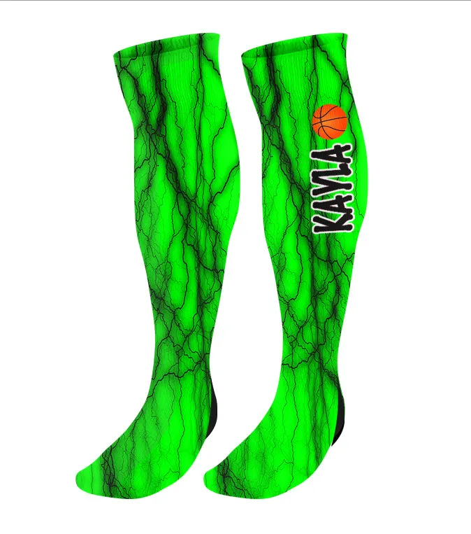 Personalized Basketball Knee High Socks, Lightning