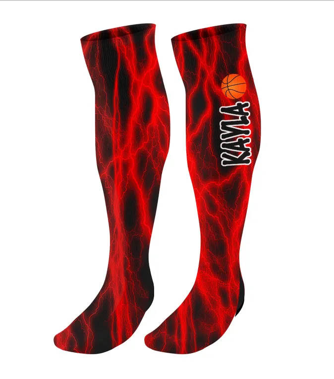 Personalized Basketball Knee High Socks, Lightning