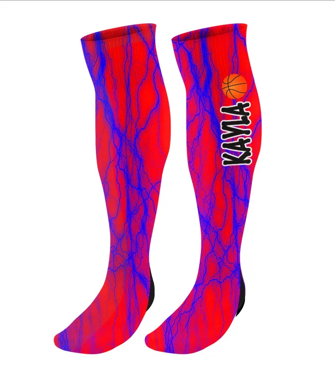 Personalized Basketball Knee High Socks, Lightning