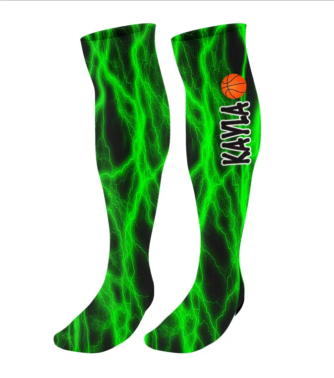 Personalized Basketball Knee High Socks, Lightning